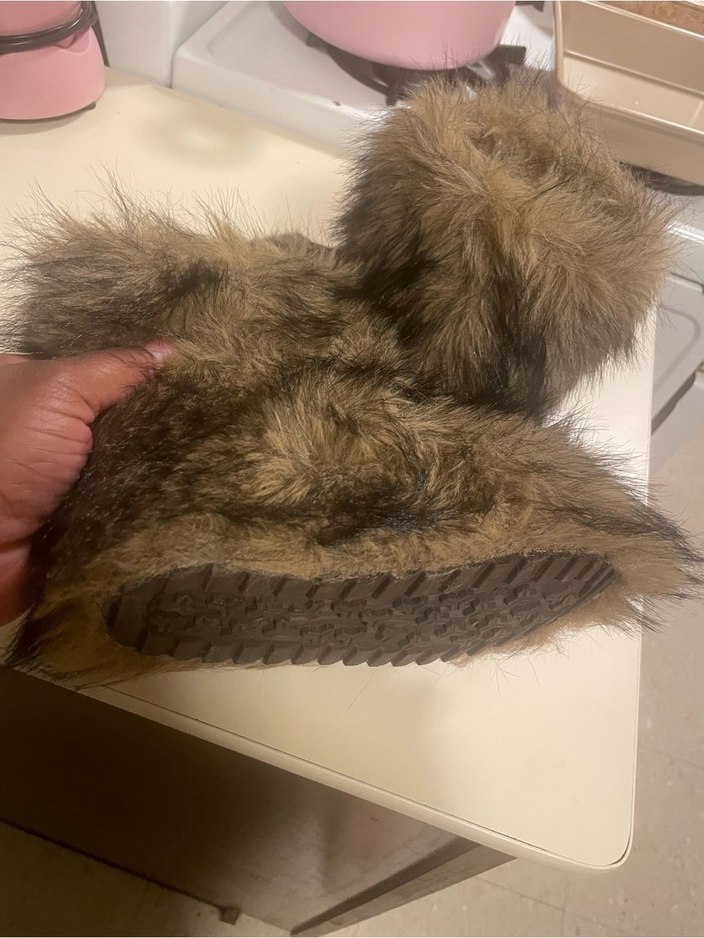 Cozy Kids Faux Fur Boot with Pom - Brown